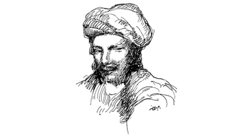 Portrait imaginaire d'Abū Nawās, dessin de Khalil Gibran, 1916